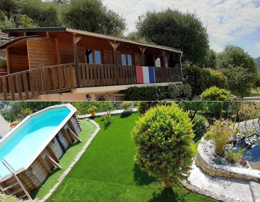 Drap Le Chalet De La Pierreraie Cote D'Azur Piscine Terrasse Et Vue Mer מראה חיצוני תמונה