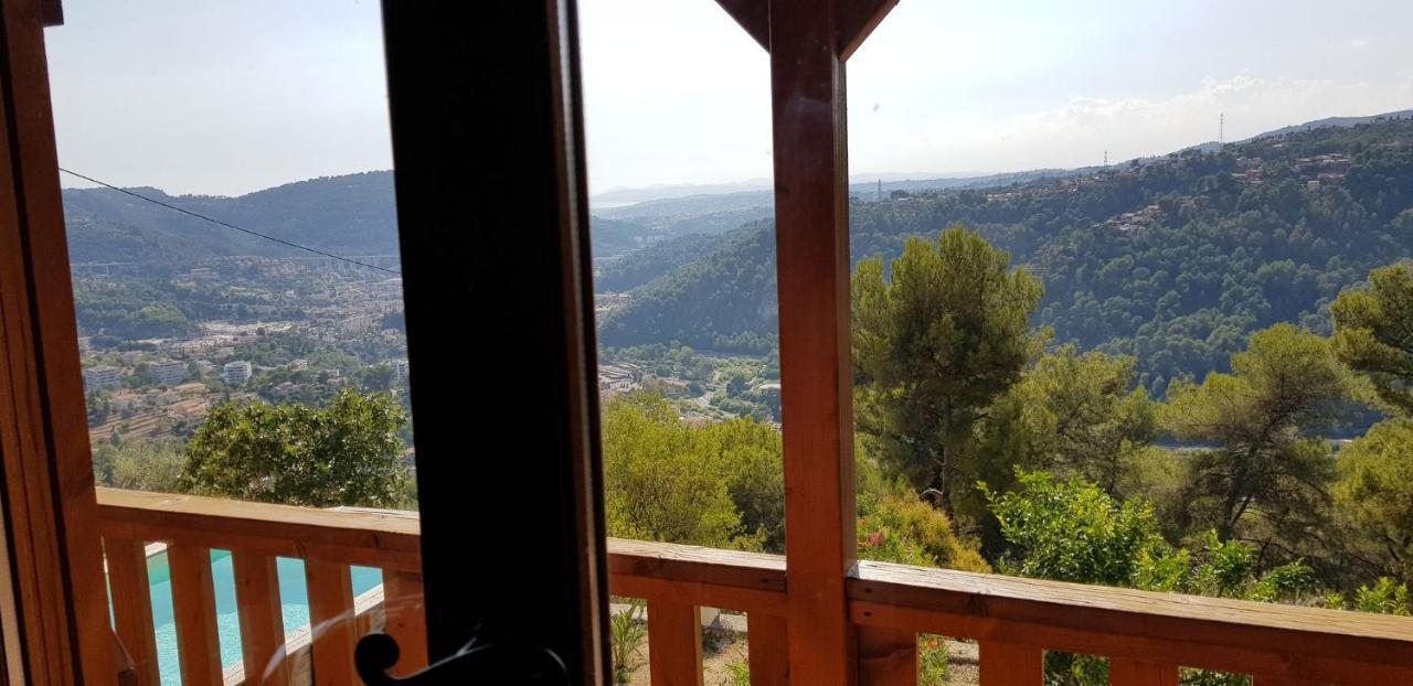 Drap Le Chalet De La Pierreraie Cote D'Azur Piscine Terrasse Et Vue Mer מראה חיצוני תמונה